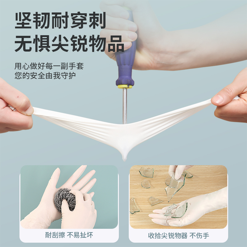 [补贴10%]丁腈洗碗手套家务清洁厨房耐用食品级一次性丁睛家用防水女干活高清大图