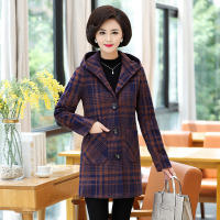 修娴(soossn)品牌女士新款妈妈装秋装加棉毛呢外套中老年女装秋冬装中长款呢子大衣 3XL建议120-133斤左右 深桔色1号色