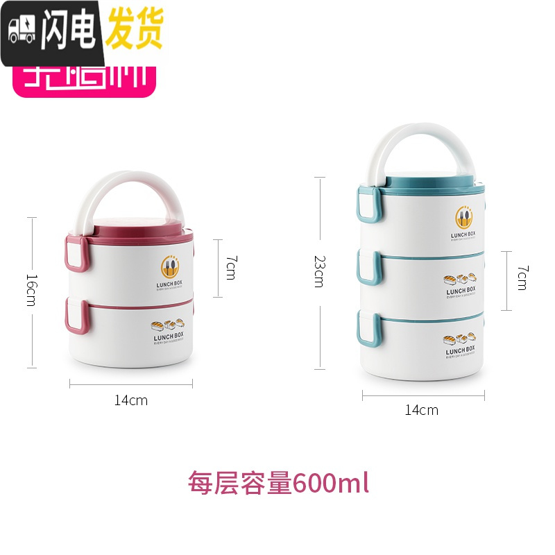 三维工匠上班族微波炉加热保温饭盒多层分隔便携陶瓷内胆超长保温桶不锈钢 3层蓝(不锈钢内胆含保温袋)
