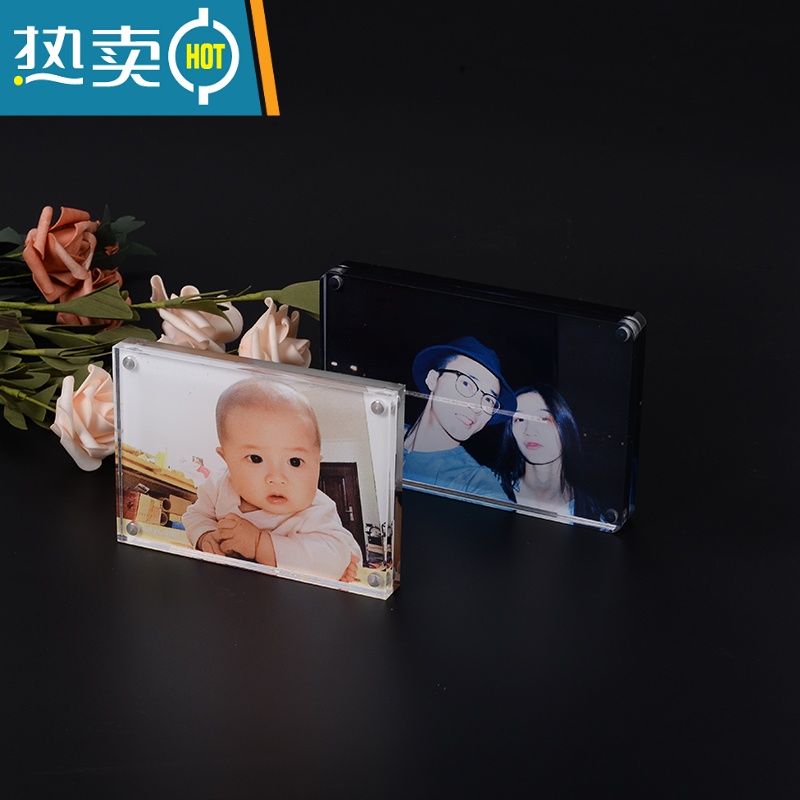 敬平双面水晶亚克力摆台卡简约磁铁价格标签牌3 5 6 7 8寸透明相框定 6寸(要留边建议拍大一寸) 透明厚度0.8cm高清大图