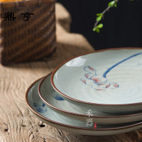 鼎亨陶泥餐盘景德镇釉下青花手绘盘子手工餐具餐具水果盘壶托壶承