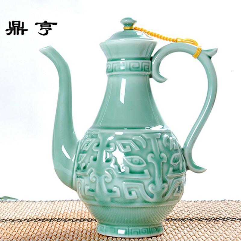 鼎亨包邮古典小酒壶白酒杯酒盅中式复古陶瓷分酒器烈酒壶家用仿古