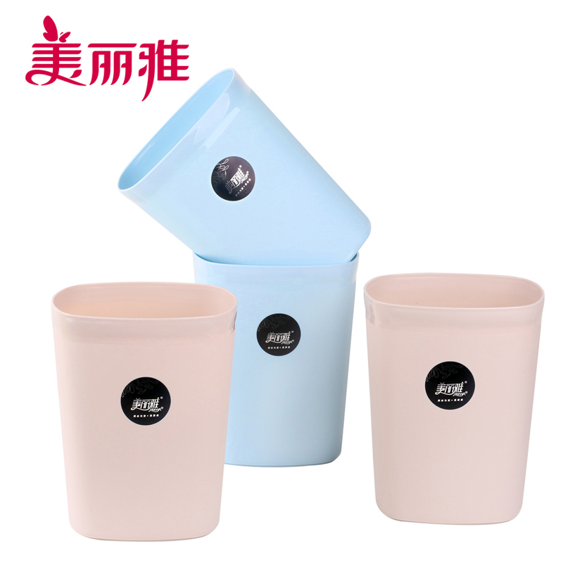 美丽雅 家用厨房卫生间无盖设计大容量炫彩垃圾桶方形9L(大)