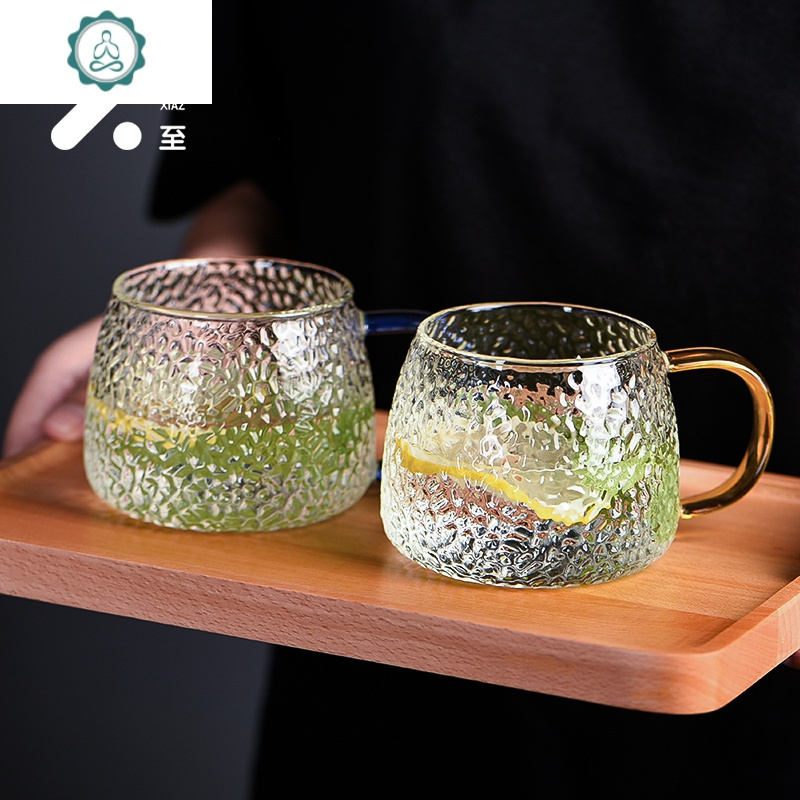 水杯女可爱玻璃杯ins风杯子家用凉水杯玻璃水杯便携网红杯茶杯 封后 冰晶杯-彩晶黄+超薄恒温宝-粉色