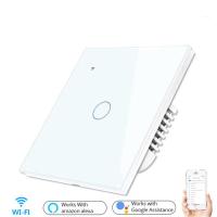 WIFI触摸智能墙壁开关 语音手机APP远程控制墙壁开关 零火版白色