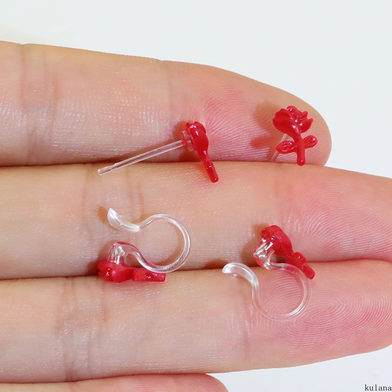 kulana适合夏天的耳夹树脂防过敏花朵耳钉养耳洞百搭耳饰女图片