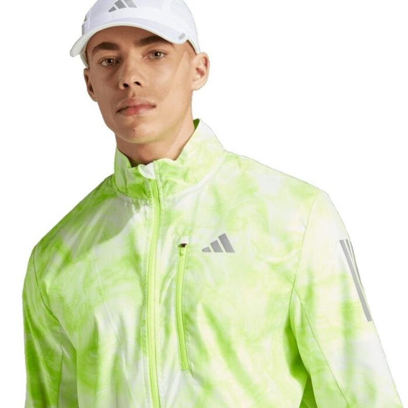 Adidas 男士运动夹克防风透气可回收面料户外跑步外套高清大图