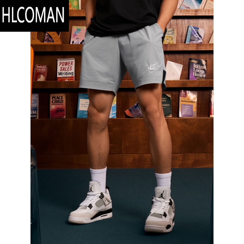 HLCOMAN 篮球运动短裤男速干夏季美式复古梭织宽松四分裤[子夜