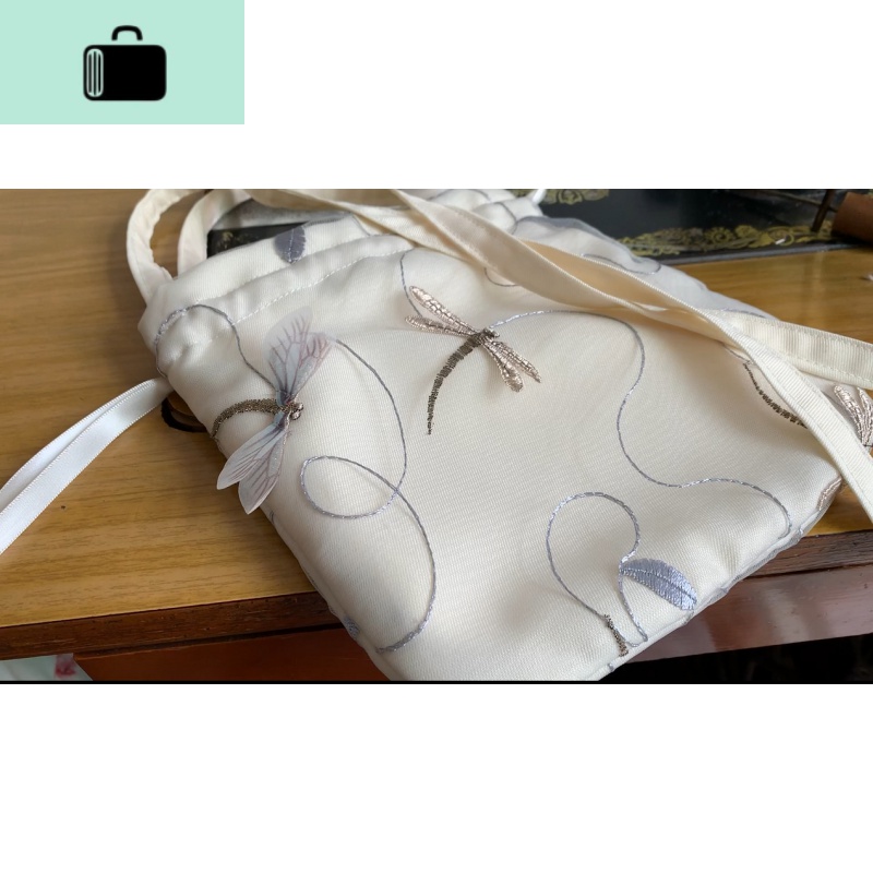 2019新款原创手工蕾丝布包复古风汉服包包流苏仙女斜挎手提女包袋NEWLAKE高清大图