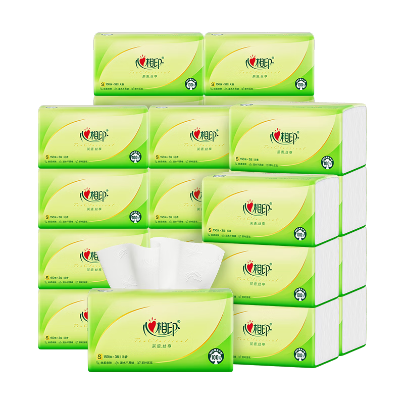心相印 茶语抽纸系列 家用面巾纸 3层150抽 3包/提 (计价单位:包)