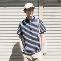 [1.5折价48元]唐狮POLO衫男短袖条纹款绣花短袖POLO衫男士POLO衫短袖