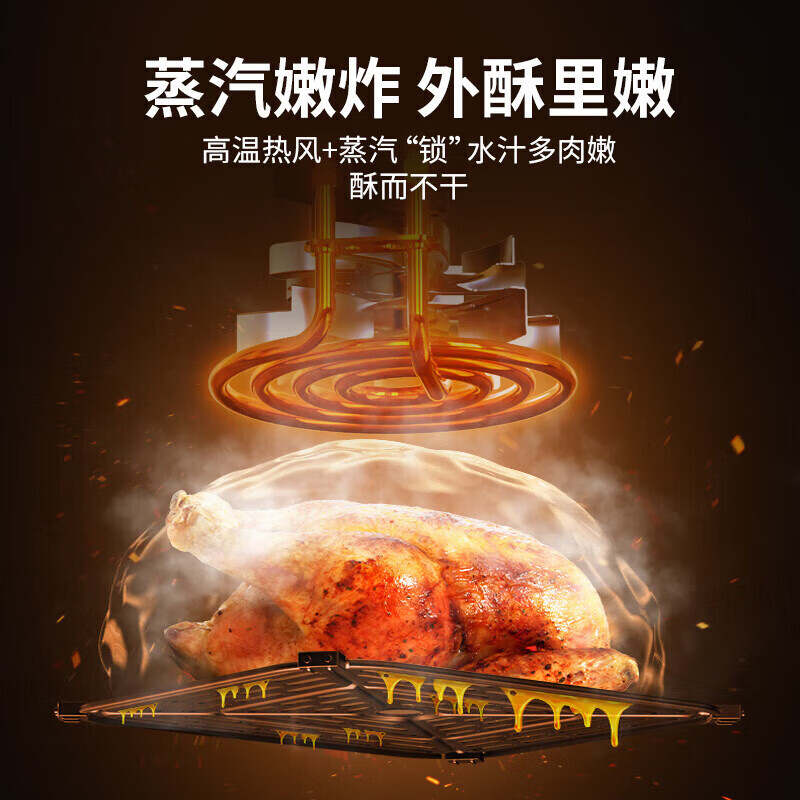 苏泊尔(SUPOR)空气炸锅多功能控时控温蒸汽烘烤一体机全金属内腔免翻面双旋钮操作KJ50D67机械款 天蓝色 5L高清大图