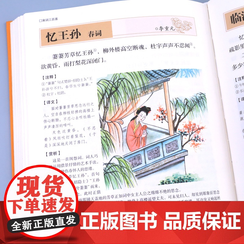 宋词三百首全集精装宋词鉴赏辞典 小学生必背初中古诗词原文注释赏析传统文化国学启蒙中国古诗词大全一百首初高中课外阅读书籍3高清大图