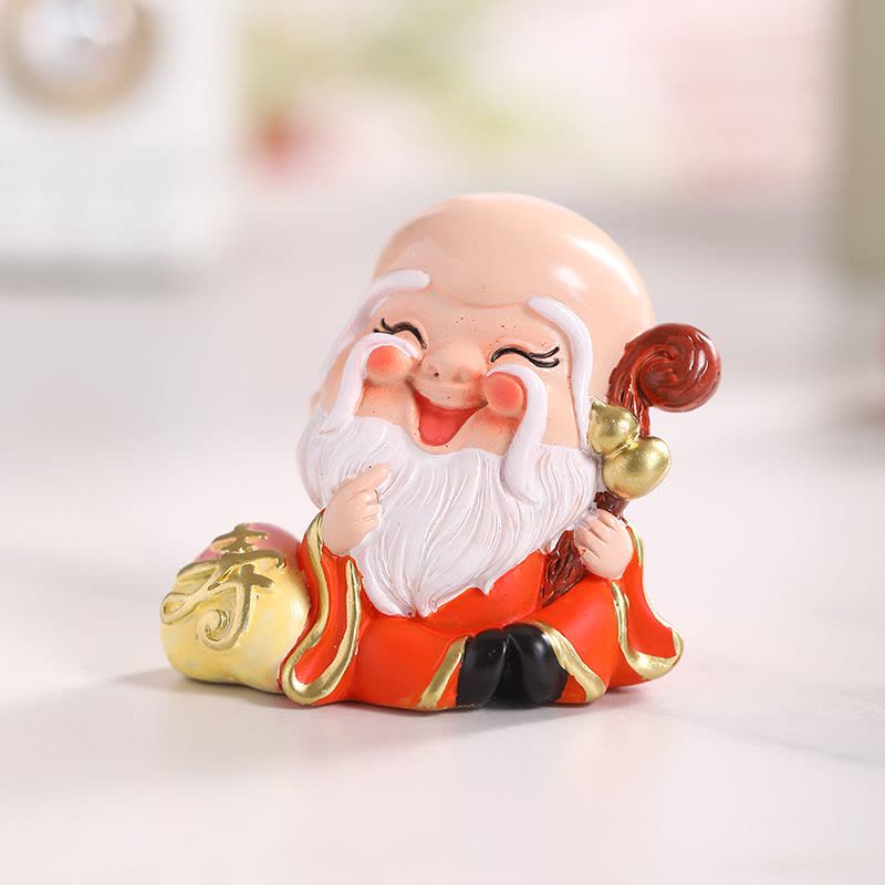 喜乐五福财神爷招财福禄寿喜摆件家用办公室客厅玄关电视柜装饰品【价格