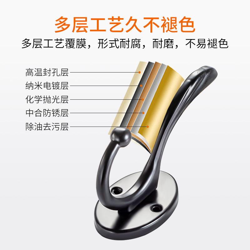 黑色欧式单个衣服衣帽钩挂衣钩单钩壁挂墙壁进客挂物钩