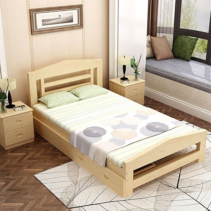 儿童床实木单人床男孩女孩1米小床1.2米松木床学生床1.5米成人床