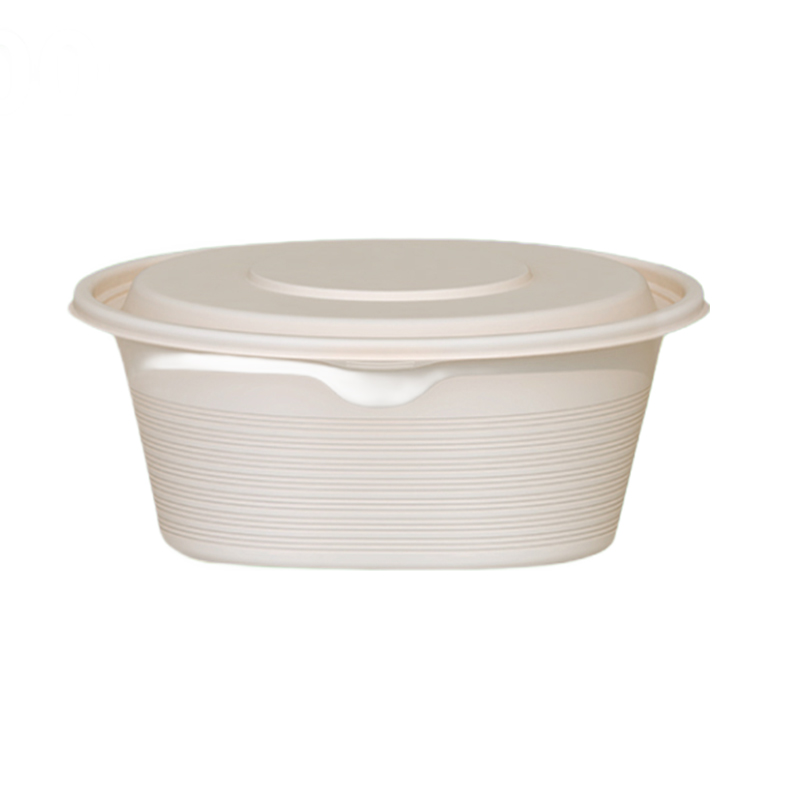 安居先森ANJU250411生物基环保餐盒HZ圆1500ml一箱200个小麦色一次性餐盒
