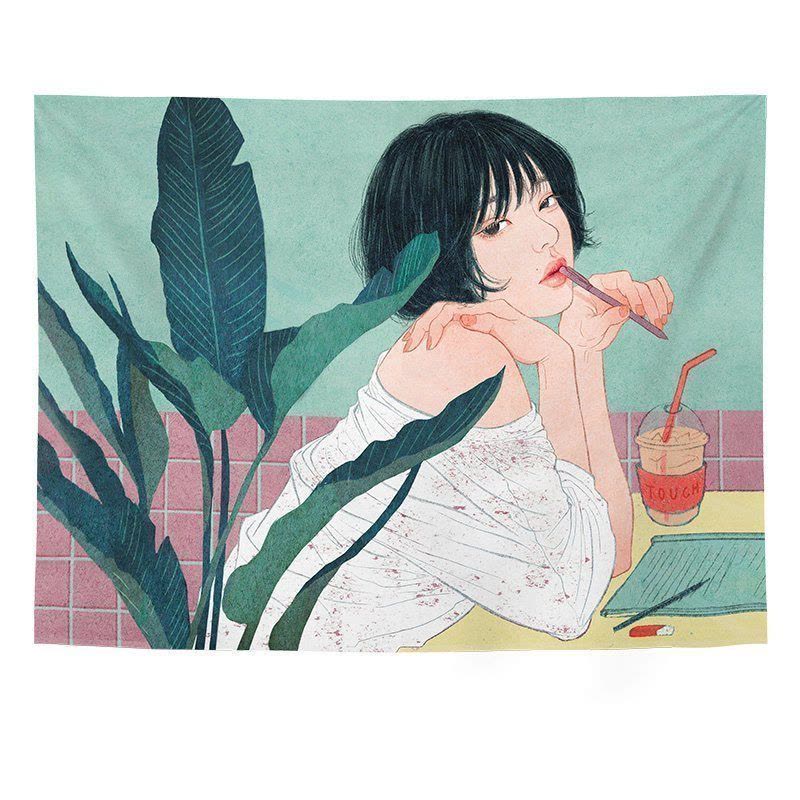 汐岩背景布风挂布挂毯主播卧室宿舍租房卧室装饰房间改造墙布图片