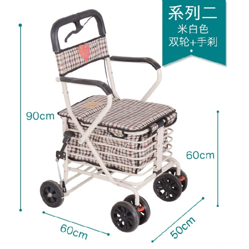老年车购物车老人手推车折叠可推可坐带座椅四轮买菜车拉车