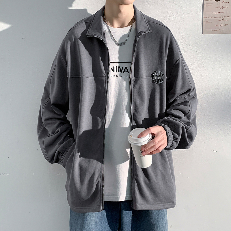[2.5折价117元]唐狮男士外套男外套男款外套春上新男净色立领左胸贴标外套