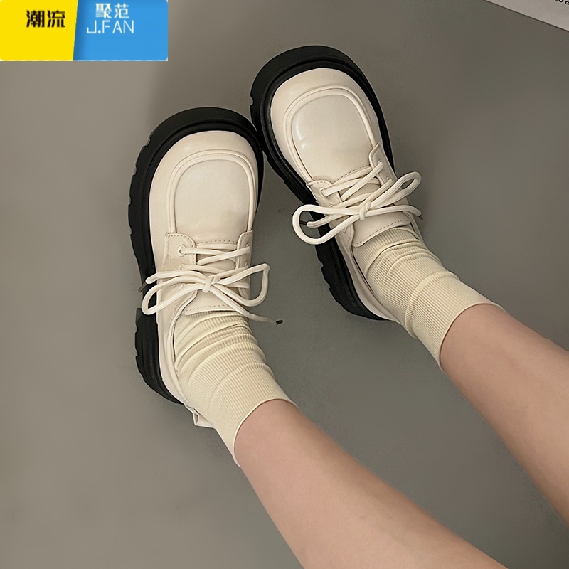 聚范小皮鞋女英伦风2024春季新款日系jk鞋圆头复古厚底系带配裙子单鞋高清大图