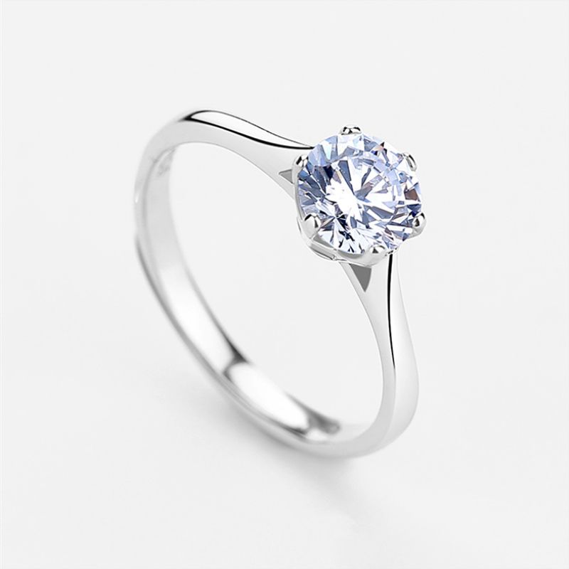 钻戒配证书1克拉莫桑石情侣戒指女六爪钻戒女求婚戒指情人节礼物1克拉