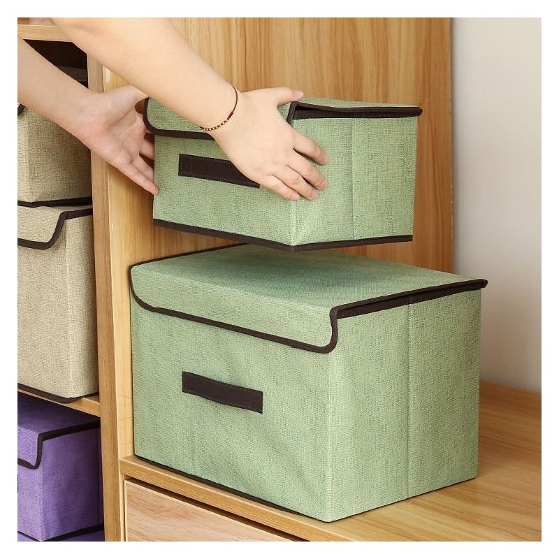 两件套收纳箱折叠布艺整理箱储物箱子大小号内衣内裤玩具收纳盒