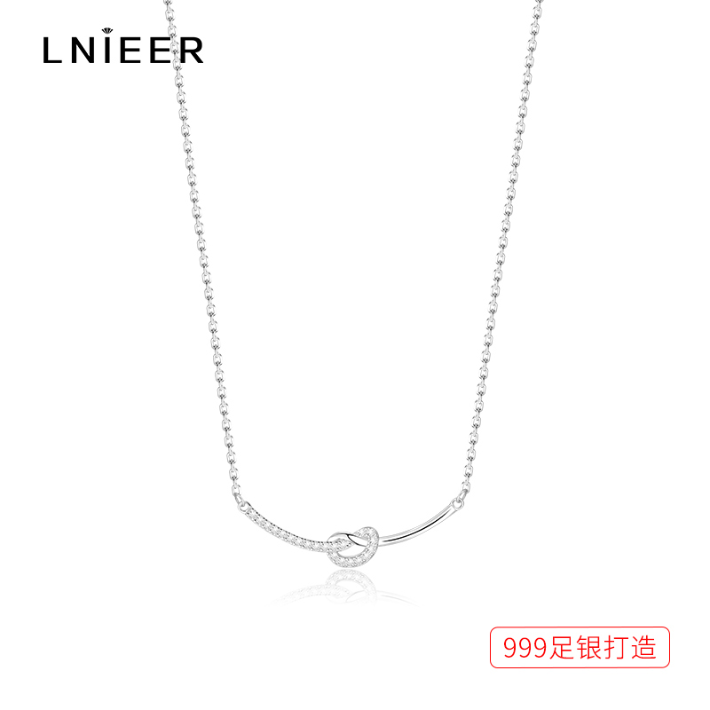 999纯银绳结项链女轻奢小众设计感微笑银项链女生七夕礼物送女友送女朋友老婆情人节七夕生日礼物