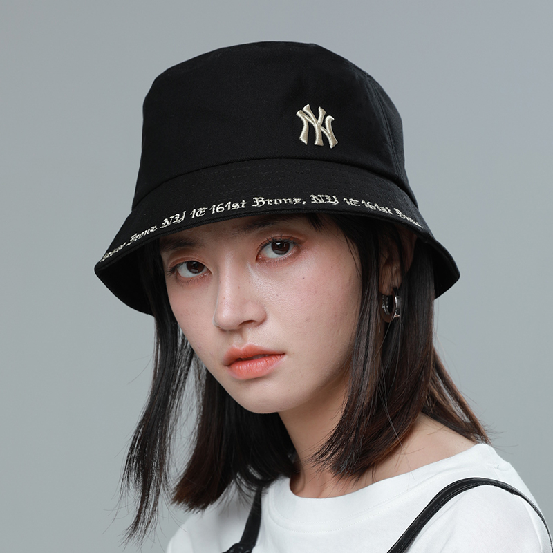 mlb男女帽子ny渔夫帽基础常规logo刺绣运动休闲潮流