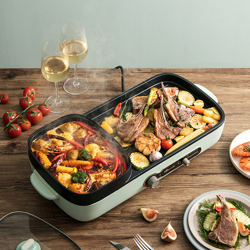 小熊多功能电烤炉电火锅两用涮烤一体锅 DKL-C15G1高清大图