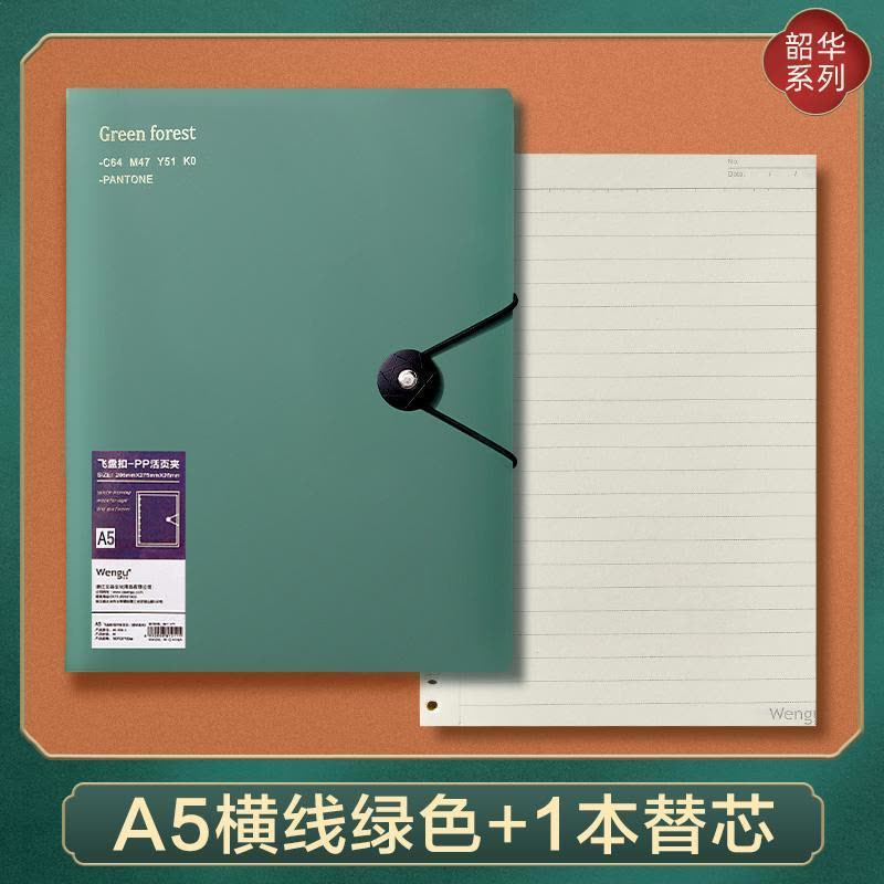 韶华复古活页本b5笔记本子简约可拆卸扣环线圈笔记本a4尔横线 A5横线1本/棕色图片