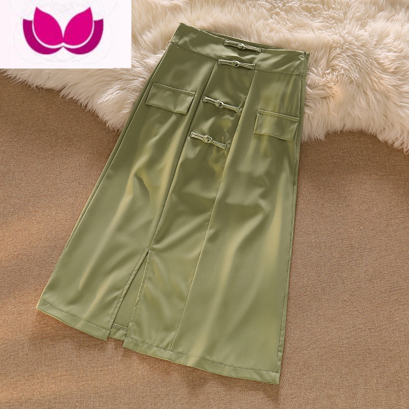 七斓回头率爆表!复古改良新中式旗袍衬衫女设计感半身裙桔梗套装 长裙 M