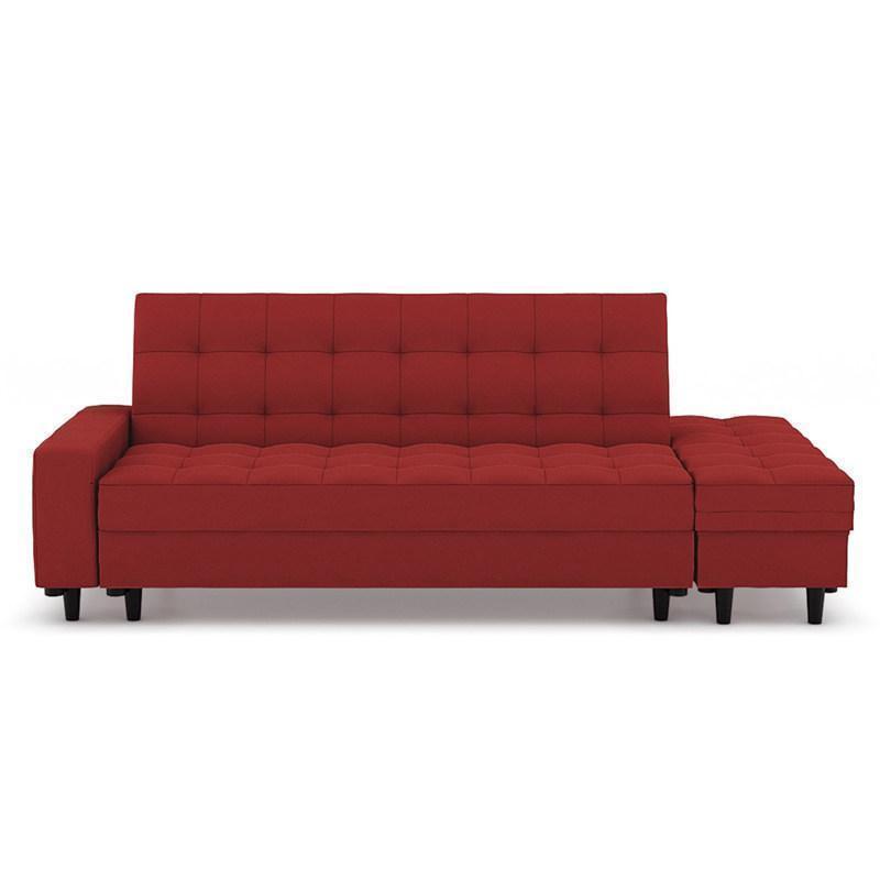森美人简约多功能沙发床可折叠客厅双人小户型两用懒人皮沙发组合 布艺款-红色 2米以上