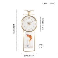 汉时(Hense)新中式黄铜装饰挂钟客厅创意石英摆钟家用挂表HP2043