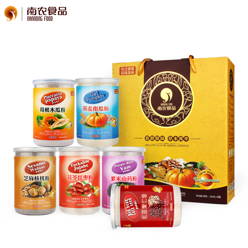 南农食品 草本菁华六件套 五谷杂粮粉 早餐代餐粉 健康营养 (300g*6罐)