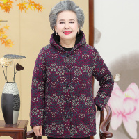 迪鲁奥（DILUAO)奶奶装冬装棉衣加绒中老年女装棉服外套加厚保暖老年人衣服冬季妈妈棉袄6 4XL建议130-145斤 紫色碎花上衣