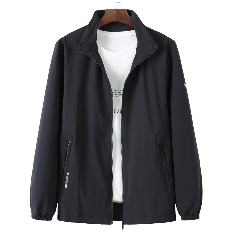 yuansu春秋新款运动外套男加大码宽松立领上衣中老年爸爸装秋季休闲