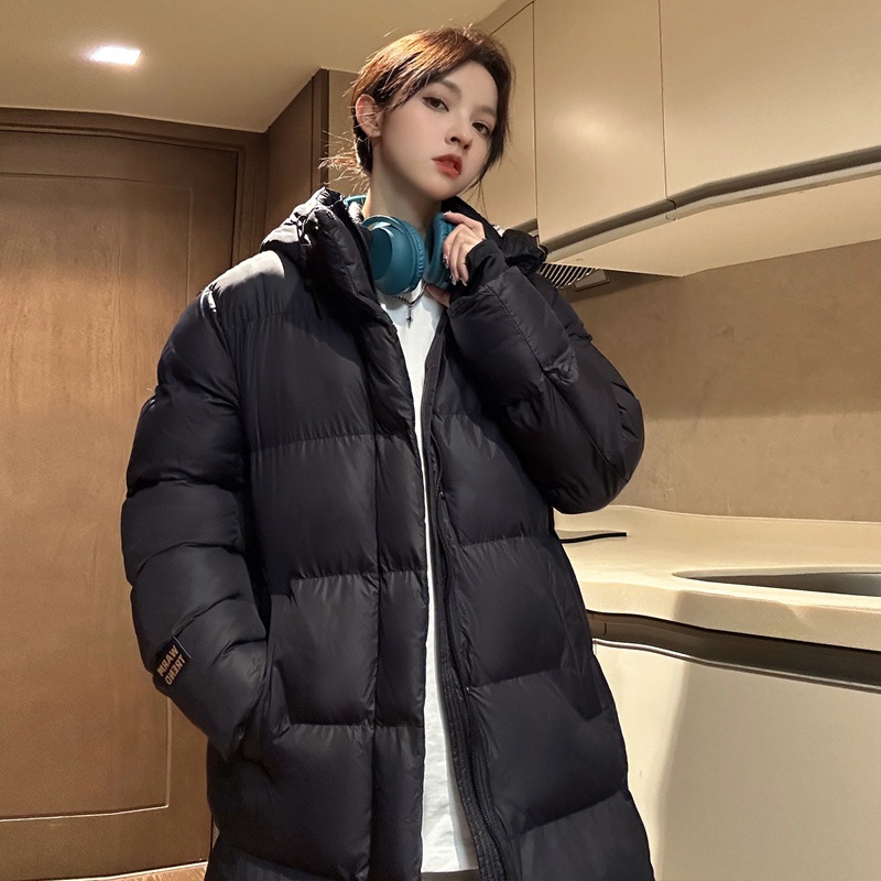 男装冬季中长款加厚保暖棉服连帽休闲百搭防寒韩版情侣面包服外套