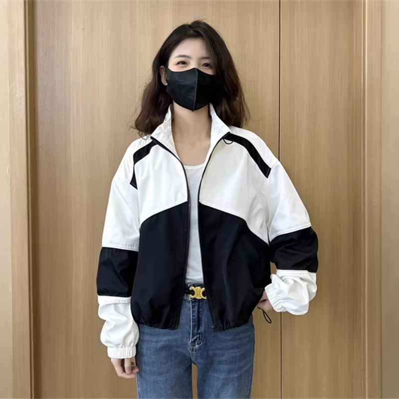 语娄欧洲站撞色2023年新款宽松棒球服休闲开衫短款外套女