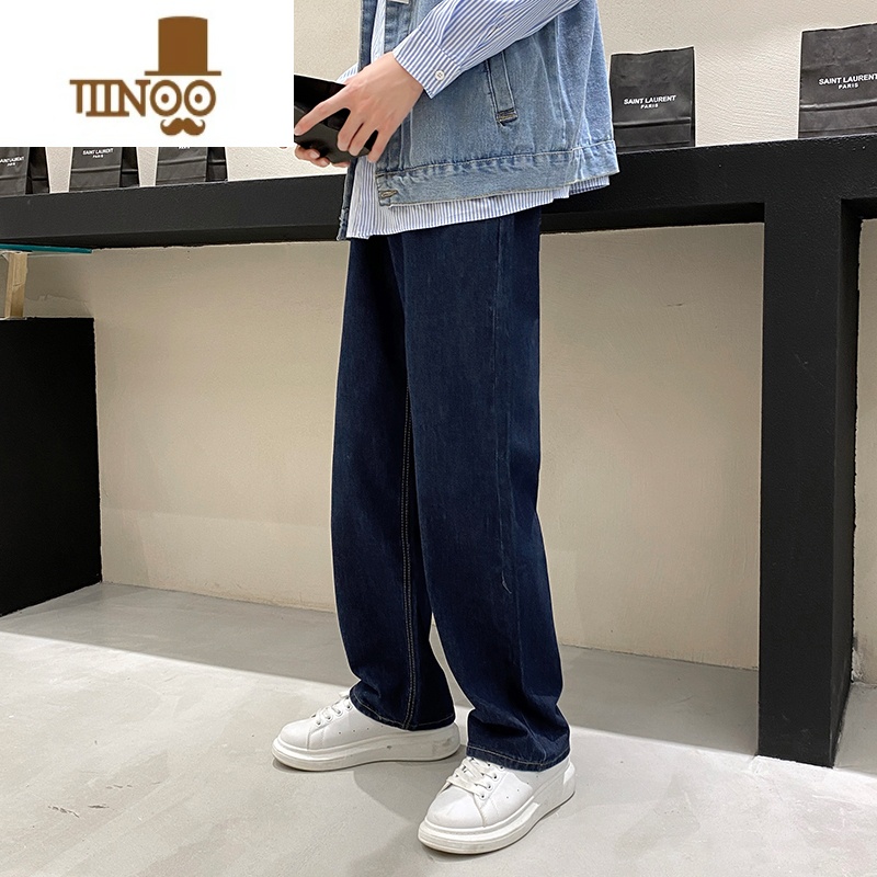 YANXU欧美高街vibe裤子ins潮美式复古牛仔裤男宽松直筒垂坠感休闲长裤高清大图