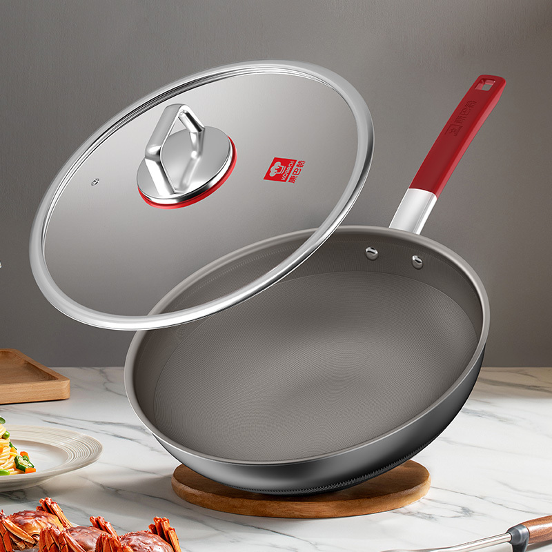 [重磅首发]康巴赫0涂层炒锅家用无涂层不粘锅不锈钢电磁炉炒菜