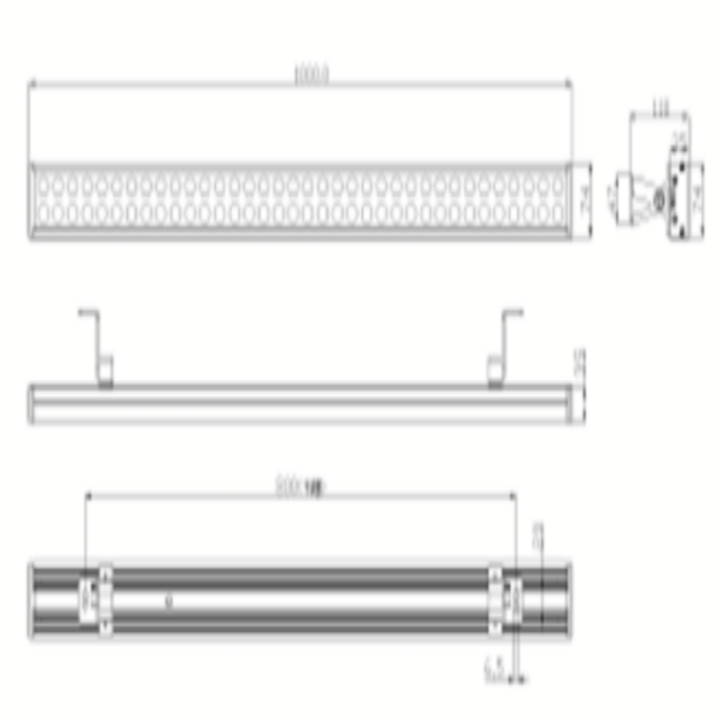 生迪W10 LED线型洗墙灯 ,外壳材料:铝合金,阳极氧化深灰色 9.透光材料:超白钢化玻璃,透明 10.防护等级:IP