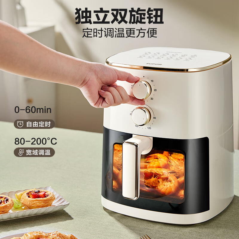 苏泊尔 免翻面空气炸锅 不用翻面 家用多功能 6L大容量 可视 大功率 金属内腔 蒸汽嫩炸 炸锅KJ60D808高清大图