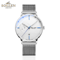 梭伦(SOLLEN)手表男自动机械表新款名牌男表潮防水概念简约超薄SL-305 本色白面