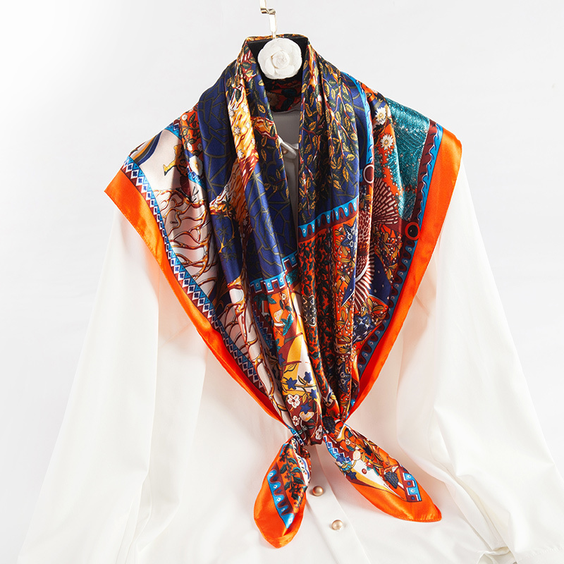 上海故事杭州丝绸春秋小丝巾大方巾9090仿真丝围巾外搭披肩薄视频