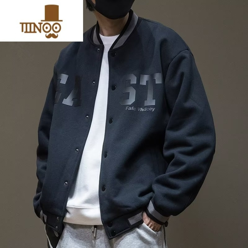 yanxu纯色棒球服男2022新款流行夹克男士运动外套男款冬装