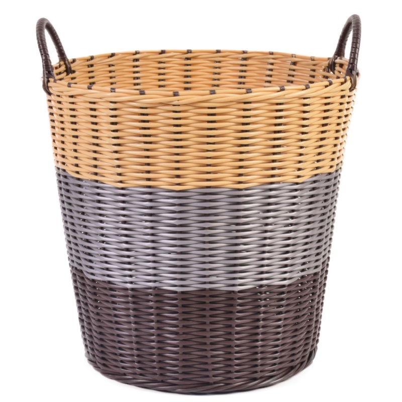 脏衣篮脏衣服收纳筐卫生间洗衣桶玩具收纳藤编织篮家用装衣服篮子 棕灰米色（高度45cm）
