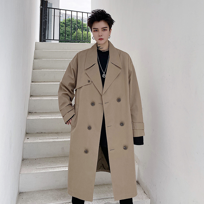 yuansu2020新款中长款男奢移品气质风衣男英伦风长款 帅气过膝韩版