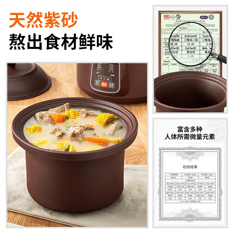 九阳 DG50Z-GD510 家用电炖锅5L大容量紫砂内胆可定时预约电炖锅高清大图
