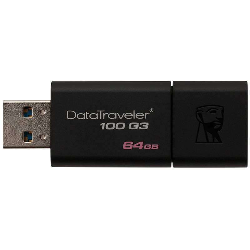 金士顿(KINGSTON)64GB USB3.0 U盘 DT100G3 黑色 滑盖设计 时尚便利